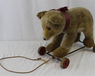 Antique Steiff Bear on Wheels Pull Toy
