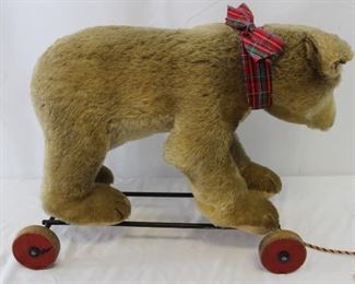 Antique Steiff Bear on Wheels Pull Toy
