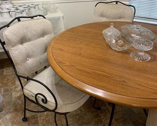 Breakfast or small dining table with iron chairs