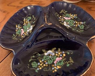 Black candy dish with gold trim