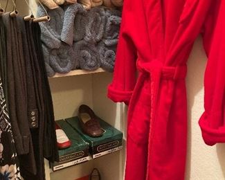 Towels, robe and women's shoes