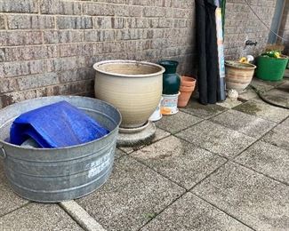 Planters and galvanized tubs