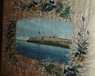 Painting on silk of Havana, Cuba port