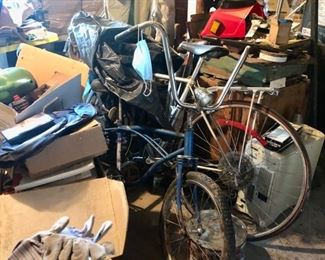 Garage is packed, vintage bikes 