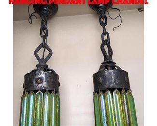 Lot 10 Pair LCT Tiffany Art Glass Hanging Pendant Lamp Chandel