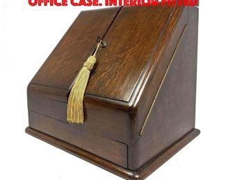 Lot 33 Vintage Oak Two Door Desk Office Case. Interior fitted 