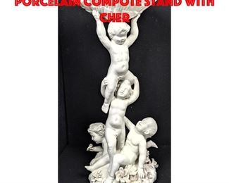 Lot 60 Italian Figural White Porcelain Compote Stand with Cher