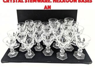 Lot 65 25pc BACCARAT France Crystal Stemware. Hexagon bases an