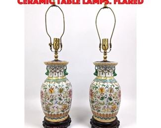 Lot 109 Pr Chinese Paint Decorated Ceramic Table Lamps. Flared