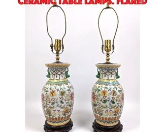 Lot 109 Pr Chinese Paint Decorated Ceramic Table Lamps. Flared 