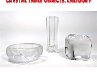 Lot 134 3pc French and Swedish Crystal Table Objects. LALIQUE F