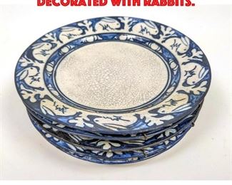 Lot 146 Set 5 Dedham Plates Decorated with rabbits.