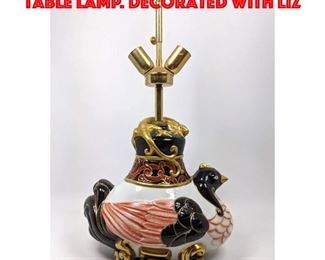 Lot 158 Italian Glazed Porcelain Table Lamp. Decorated with liz