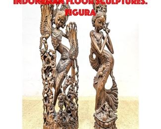 Lot 190 2pcs Heavily Carved Indonesian Floor Sculptures. Figura