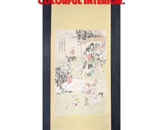 Lot 236 Asian Printed Scroll. Colorful interior. 