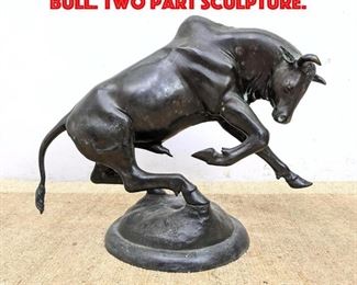 Lot 256 Large Bronze Sculpture of Bull. Two part sculpture.