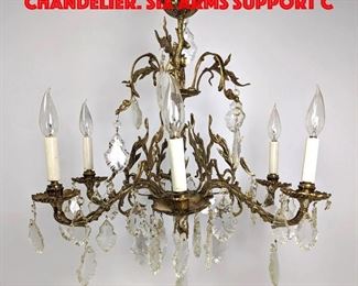 Lot 276 Decorative Brass Hanging Chandelier. Six arms support c