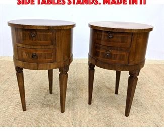 Lot 380 Pr Small Round Three Leg Side Tables Stands. Made in It