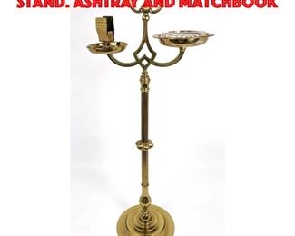 Lot 395 Brass Floor Model Smoking Stand. Ashtray and Matchbook 