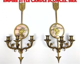 Lot 405 Pr Brass Marble French Empire style Candle Sconces. Bra