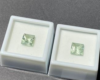 Treated Prasiolite set • princess cut • approx 3.30ct each • 10x10mm • $59 • P10S000007