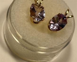 Amethyst set • oval 8x6 mm  mounted on snap-in pendant casting of 14KT Yellow Gold  $90