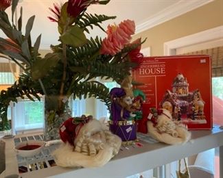Christmas ginger house , Santa’s heads and Mardi Gras music box 