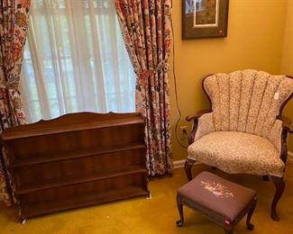 Needlepoint stool, Beautiful chair and wall shelf