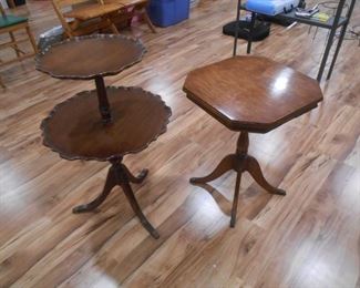 (#69-A) Two pedestal end tables, 1 pie crust  $40