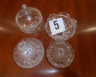 (#5) -- (4) Crystal pieces (3) covered candies (1) bowl $20