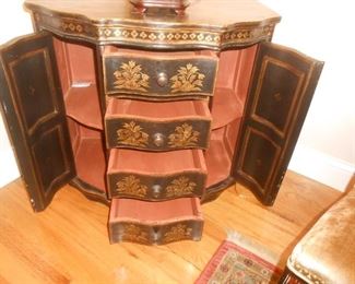 (#8) Beautiful Asian inspired cabinet with (4) drawers, (2) side doors $50