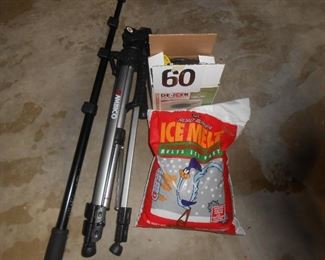 (#60) Walking stick, tripod, ice melt, and deicer $15