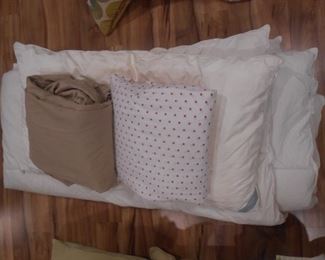 (#71-A) Pillows and sheets sets + down comforter $20