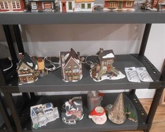 (#96) All Dickens and other Christmas Village items, etc.  $90 **The shelf sells separately with other shelves**