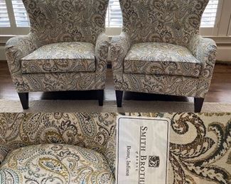 Smith Brothers of Berne pair of Upholstered Arm Chairs 