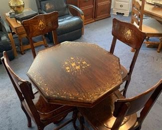 Beautiful Inlaid Card - Small Table and Chairs