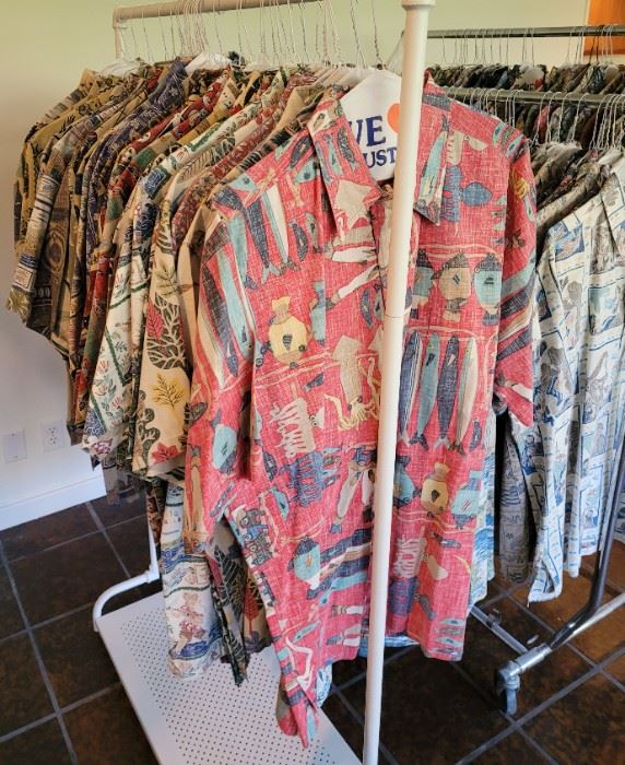 Racks of beautiful Reyn Spooner men's shirts...over 170!