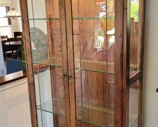 Ethan Allen display case with leaded glass doors