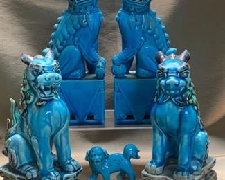 E119 Vintage Blue Turquoise Foo Dogs