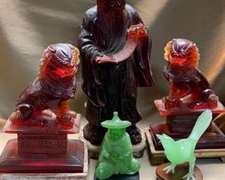 E128 Cast Resin Buddha  Foo Dogs