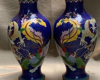 E142 Pair of Cloisonne Vases
