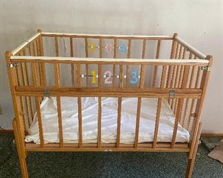 Baby crib in master bedroom. Vintage. 1968.