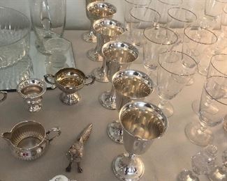 Several pieces of sterling 
6- sterling goblets 2-sets Cream and sugar’s 