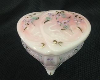 Hand Painted Double Heart Musical Box with box.  Plays Titanic My Heart Will Go On by Celine Dion.   Price $75.00. 