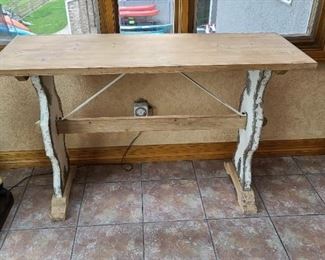 Distressed Metal base and wood top Buffet/Entry Table Farmhouse Chic $110