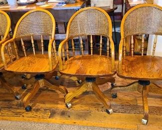 Oak and Cane Rolling chairs $74 each 2 available