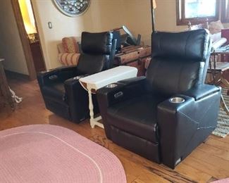 Black Leather Powered Theatre Chairs $295 Each or $550 takes both