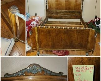 Antique Full Size Bed with grey gunmetal colored Accents $185 OBO