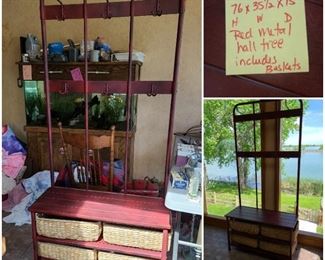 Red Metal Hall Tree includes Baskets $140 OBO