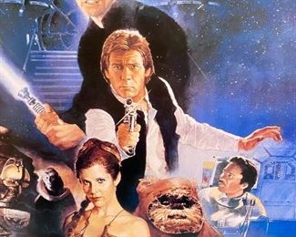 Lot 8003. $175.00  Star Wars 1993 Return of the Jedi 1993 movie poster, replica in double edge frame. 20th Century Fox	32" W x 43" T	 